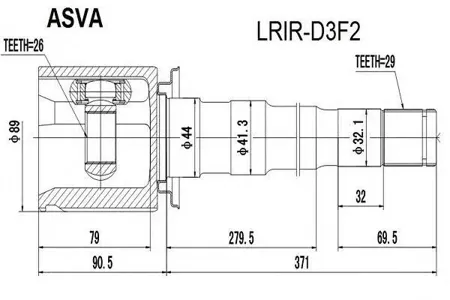 ASVA LRIRD3F2 Шарнирный комплект, приводной вал