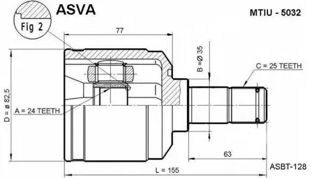ASVA MTIU5032 Шрус внутренний 24X35X25