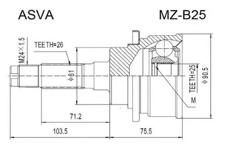 ASVA MZB25 ШРУС наружный 25x61x26
