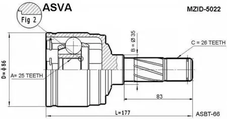 ASVA MZID5022 ШРУС внутренний | перед лев |