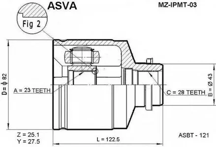 ASVA MZIPMT03 ШРУС MAZDA 626 -02 внутр. прав. 23x43x28