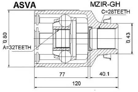ASVA MZIRGH ШРУС MAZDA 6 07- внутр.