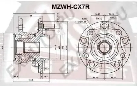 ASVA MZWHCX7R Ступица задняя с подшип. (в сборе)