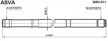 ASVA NSH011 Полуось перед лев