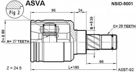 ASVA NSID5001 ШРУС внутренний левый 27x39x29