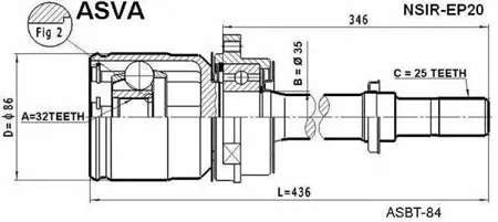 ASVA NSIREP20 Шрус внутренний правый 32x40x25