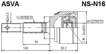 ASVA NSN16 ШРУС наружный 22x55x25