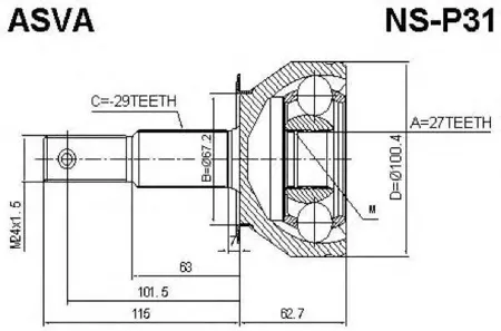 ASVA NSP31 Шрус наружный 27x67.2x29