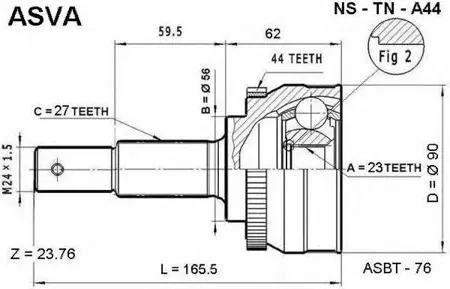 ASVA NSTNA44 Шрус наружный 23x56x27
