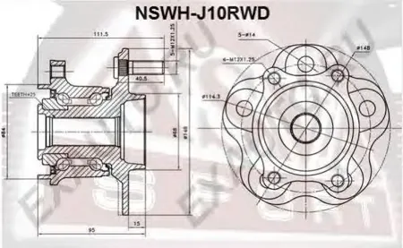 ASVA NSWHJ10RWD Ступица Nissan Infiniti Qashqai 06- задн.