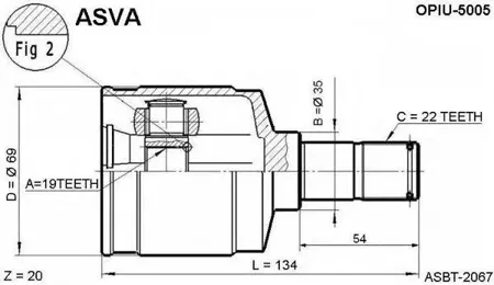 ASVA OPIU5005 Шрус внутренний передний