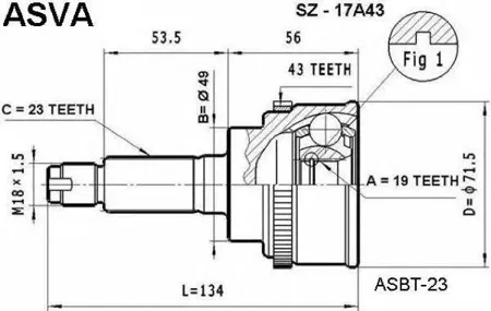 ASVA SZ17A43 Шрус наружный перед