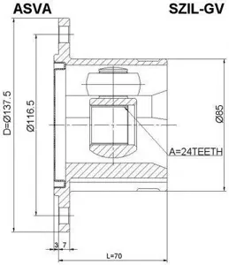 ASVA SZILGV ШРУС SUZUKI GRAND VITARA(JB627) внутр.лев.