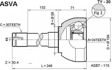 ASVA TY30 Шрус наружный 24x59x30