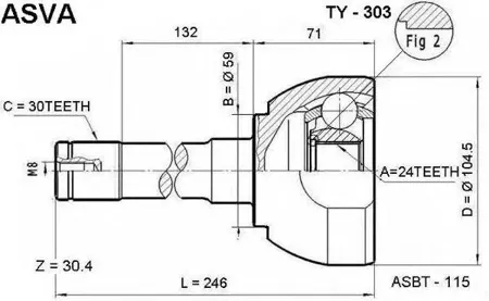 ASVA TY303 Шрус наружный перед
