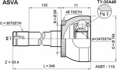 ASVA TY30A48 Шрус наружный 24x59x30