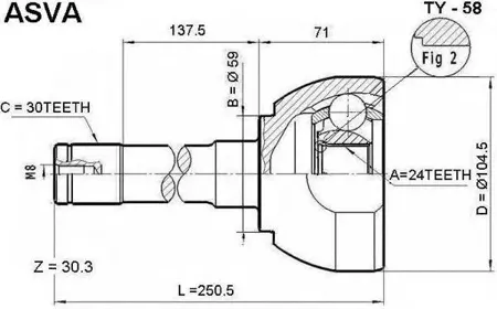 ASVA TY58 Шрус наружный 24x59x30