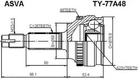 ASVA TY77A48 Шрус наружный перед лев,прав.