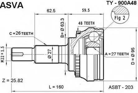 ASVA TY900A48 Шрус наружный перед лев,прав.