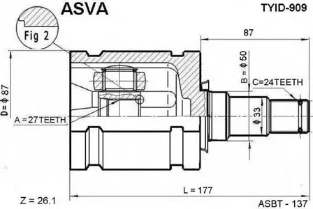 ASVA TYID909 Шрус внутренний перед лев
