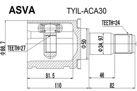 ASVA TYILACA30 Шрус Toyota RAV4 05- внутр. 27x50x24