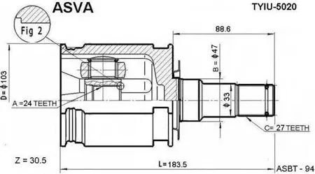 ASVA TYIU5020 Шрус внутренний 24x47x27
