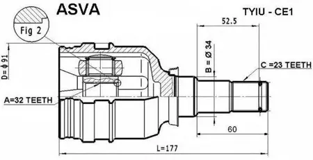 ASVA TYIUCE1 Шрус внутренний 32x34x23