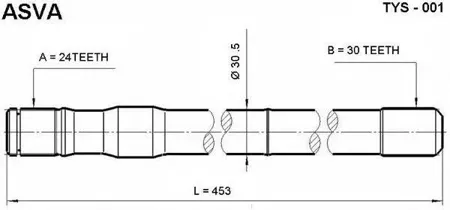 ASVA TYS01 Вал Toyota Lexus привода лев. 24x857x24