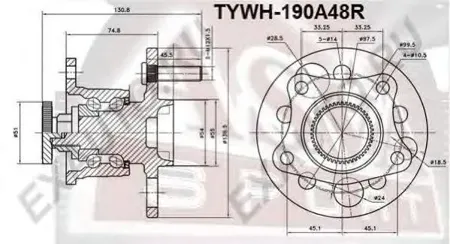 ASVA TYWH190A48R Ступица задняя с кольцом абс