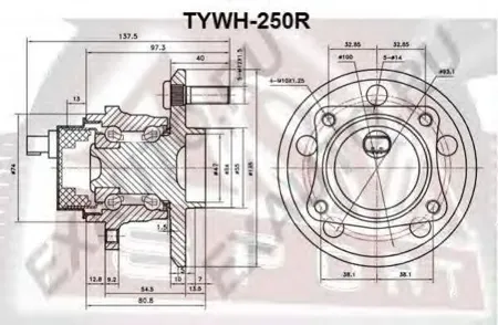 ASVA TYWH250R Ступица Toyota Lexus Avensis -09 задн.с датчиком
