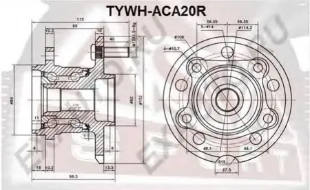 ASVA TYWHACA20R Ступица Toyota RAV4 -05 задн.