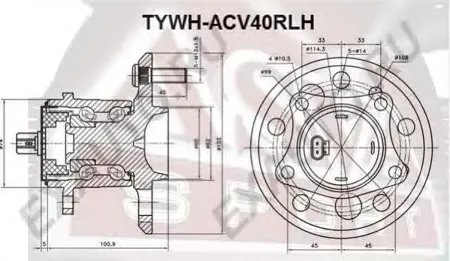 ASVA TYWHACV40RLH Ступица задняя левая с датчиком абс