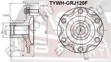 ASVA TYWHGRJ120F Ступица Toyota Lexus Land Cruiser Prado -09 передн.