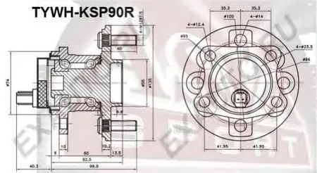 ASVA TYWHKSP90R Ступица задняя с датчиком ABS