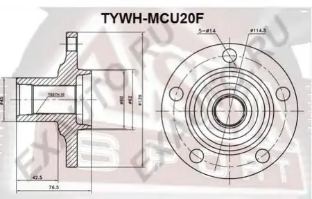 ASVA TYWHMCU20F Ступица Toyota Lexus RX350 08- передн.