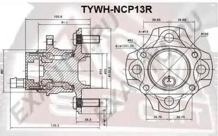 ASVA TYWHNCP13R Ступица задняя с датчиком абс