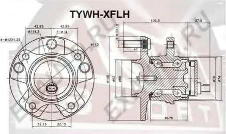 ASVA TYWHXFLH Ступица передняя левая с датчиком абс