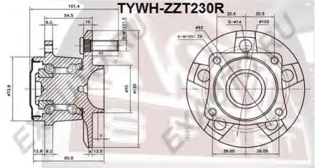 ASVA TYWHZZT230R Ступица колеса заднего
