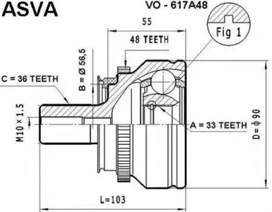 ASVA VO617A48 Шрус наружный 33x56.5x36
