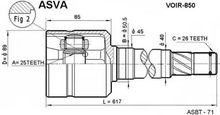 ASVA VOIR850 Шрус Volvo 850C70S70 -13 внутр.прав.