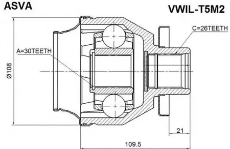 ASVA VWILT5M2 Шрус внутренний левый 30x46.8x26