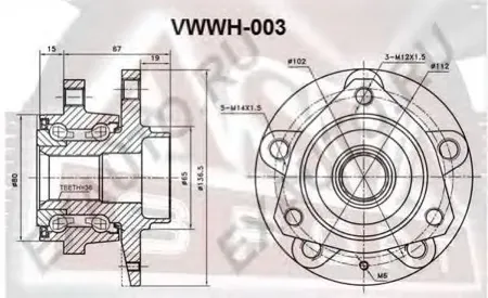 ASVA VWWH003 Ступица VAG Octavia 04- передн.