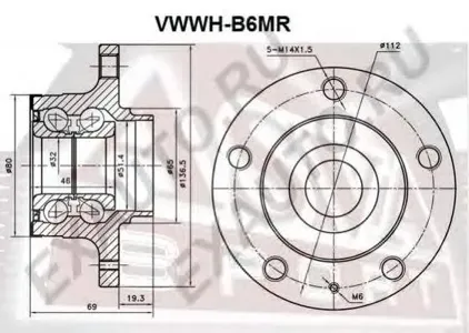 ASVA VWWHB6MR Ступица VW Passat -05 задн.