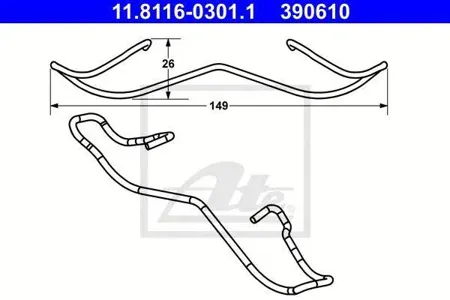 ATE 11811603011 Ремкомплект торм.колодок передних Mazda 35 1.4, Renault Laguna 1.6 16V1.9 dCi 03>