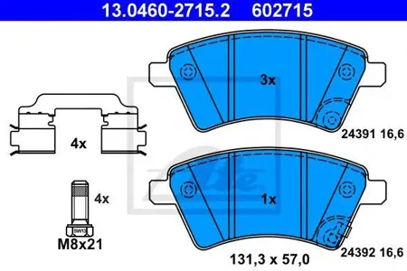 ATE 13046027152 Колодки торм.передние [71742853] Fiat Sedici, Suzuki SX4 1.5i1.6i 16V1.9 DDiS 06>