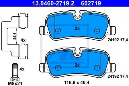 ATE 13046027192 Колодки торм.задние Land Rover Discovery Range Rover 4.4i2.7TD 04>