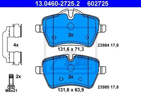 ATE 13046027252 Колодки торм.передние BMW Mini Cooper 1.6iD 06>