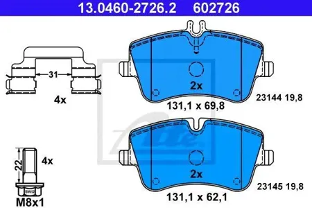ATE 13046027262 Колодки торм. Mercedes C(W203) -07 перед.