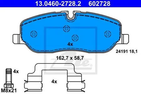 ATE 13046027282 Колодки торм.передние Land Rover Discovery Range Rover 4.42.7TD 04>
