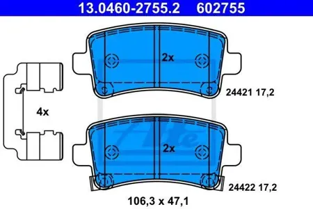 ATE 13046027552 Колодки торм.задние Opel Insignia all 08>